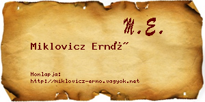 Miklovicz Ernő névjegykártya